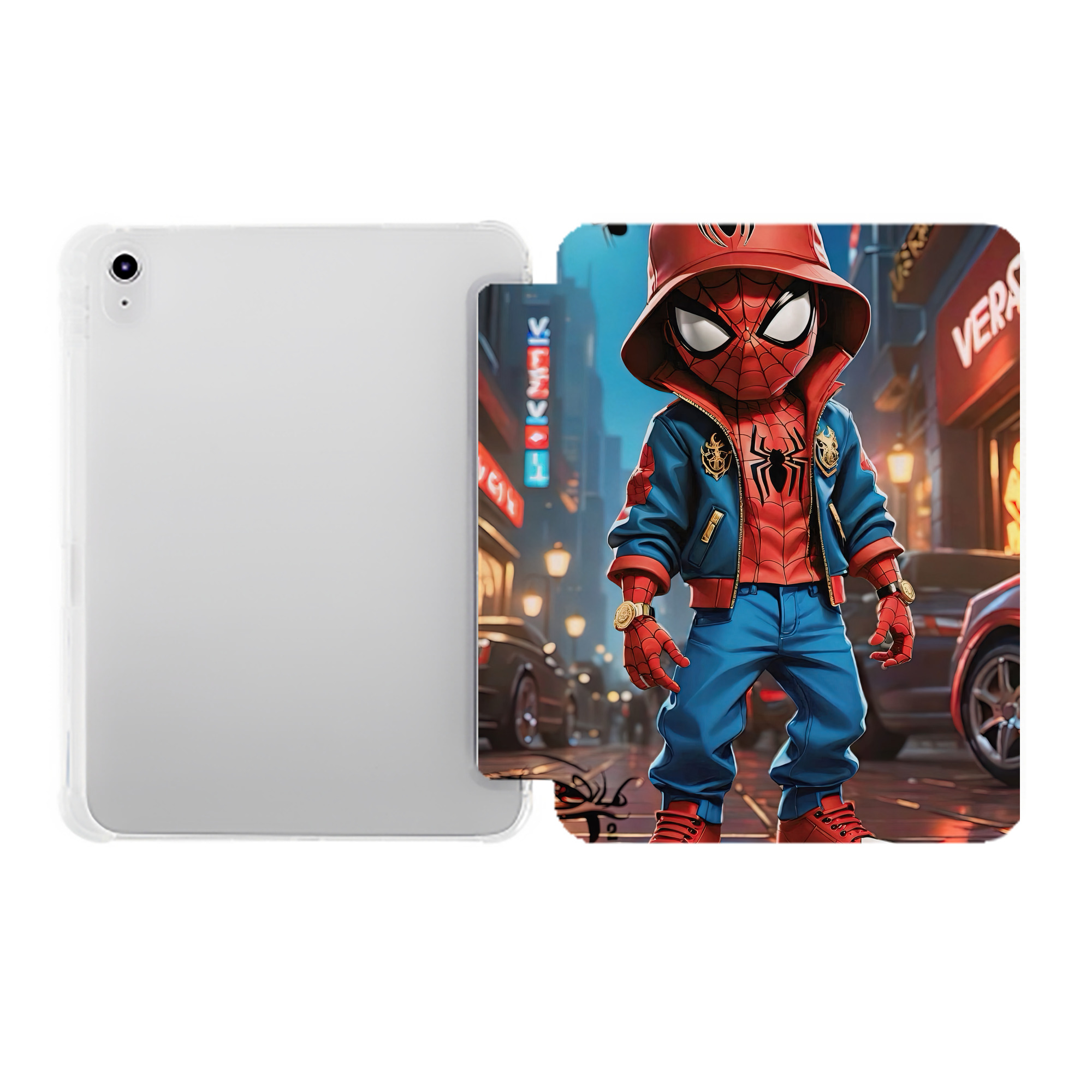 （画像用） Spider Man スパイダーマン IPad ケース ペン収納付き 三つ折りスタンド PUレザー×シリコン 対応機種9.5/10.5/10.9インチ